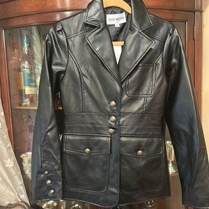 Steve Madden black Pleather sport jacket jacket sz s nwt $99